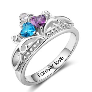 Birthstone Ring, Sterling Silver Personalized Engravable Ring JEWJORI102878