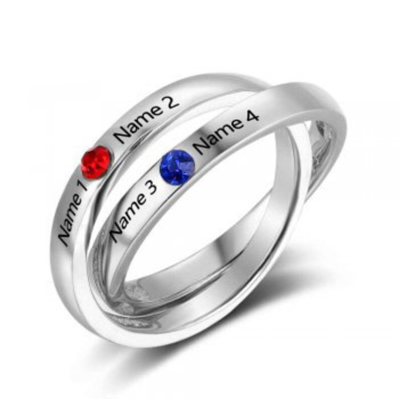 Birthstone Ring Mother/'s Ring Sterling Silver Personalized Engravable Ring JEWJORI102738