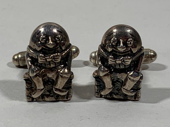 Sterling Humpty Dumpty Cuff Links - image 1