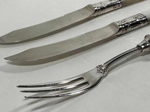 Universal L F & C Mother of Pearl and Sterling Knives and Fork Set