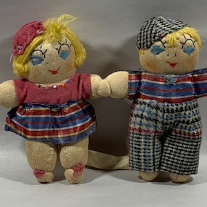 Vintage Folk Art Sock Doll Pair