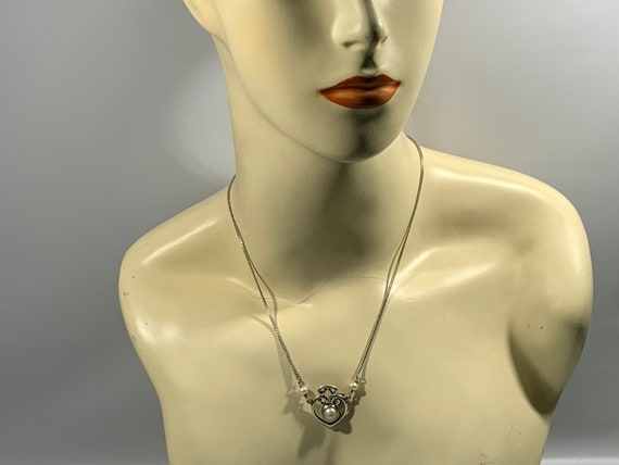 Sterling and Faux Pearl Necklace on Chain MG-179 - image 6