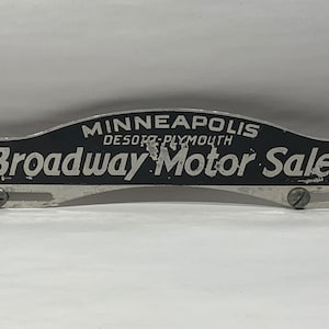 DeSoto Plymouth License Plate Topper Broadway Motor Sales Minneapolis