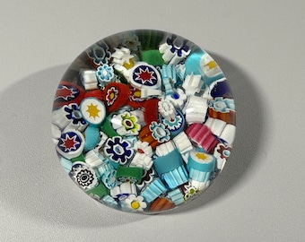 Scrambled Millefiori Glass Paperweight