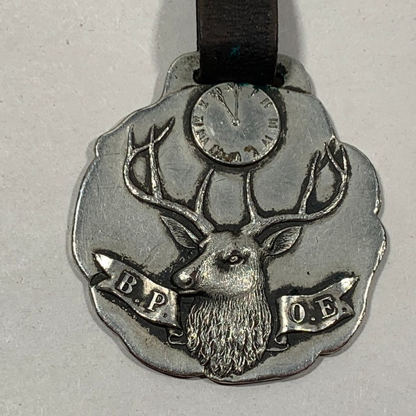 Vintage Elks BPOE Watch Fob on Leather Strap