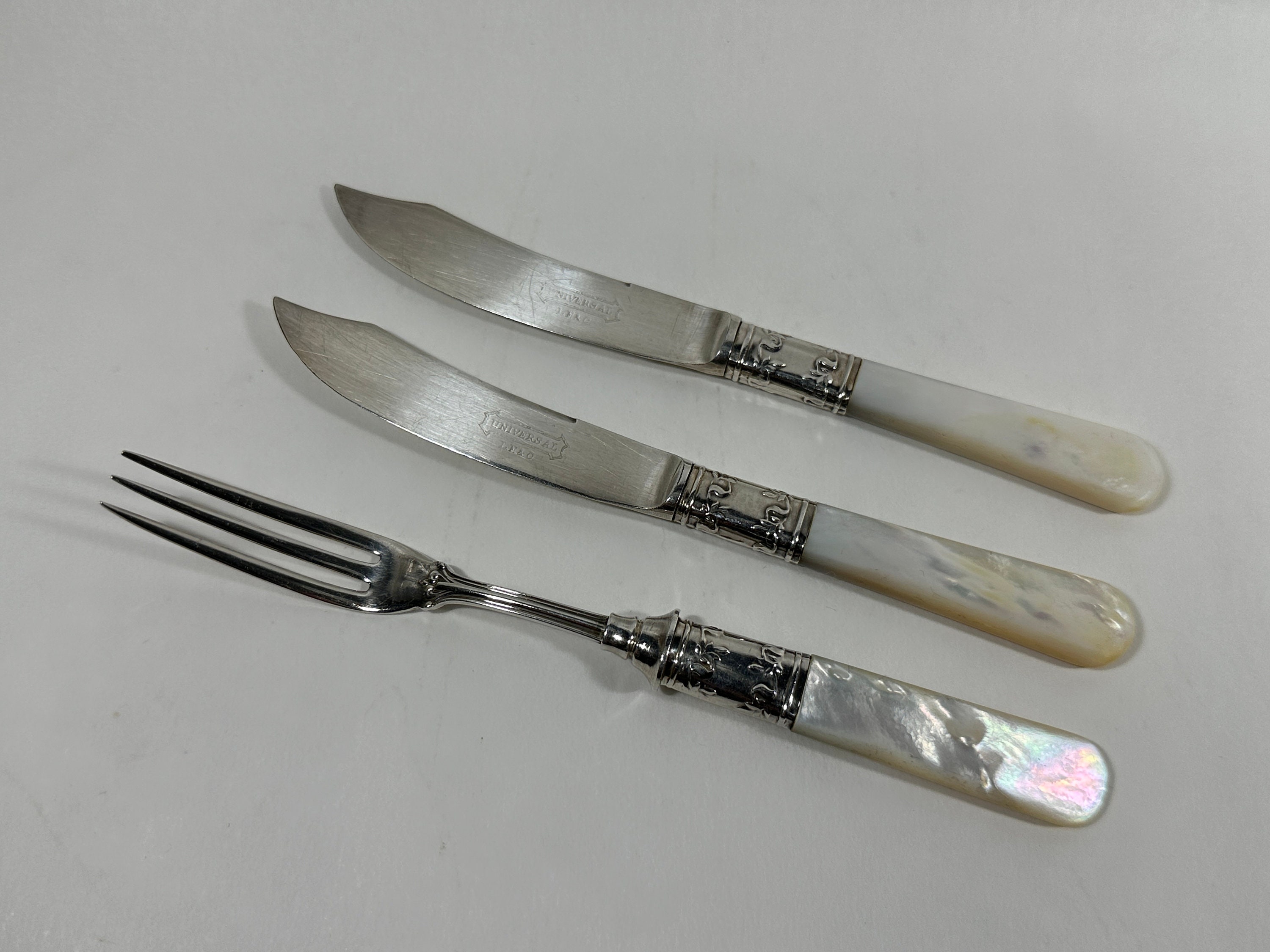 Sterling Silver ヴィンテージ マザーオブパール ナイフ MOTHER OF PEARL LUNCHEON KNIFE STERLING COLLAR BY 1847