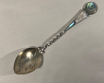 Vintage Sterling Portland Ore Souvenir or Coffee Spoon Abalone