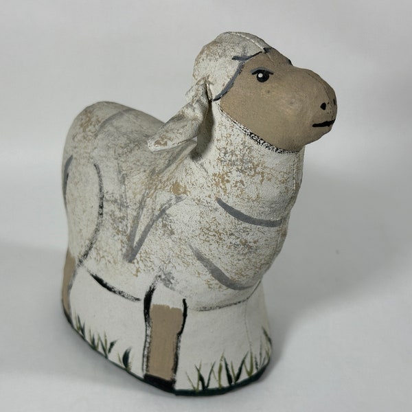 Country Blumen Haus Painted Canvas Sheep Figure