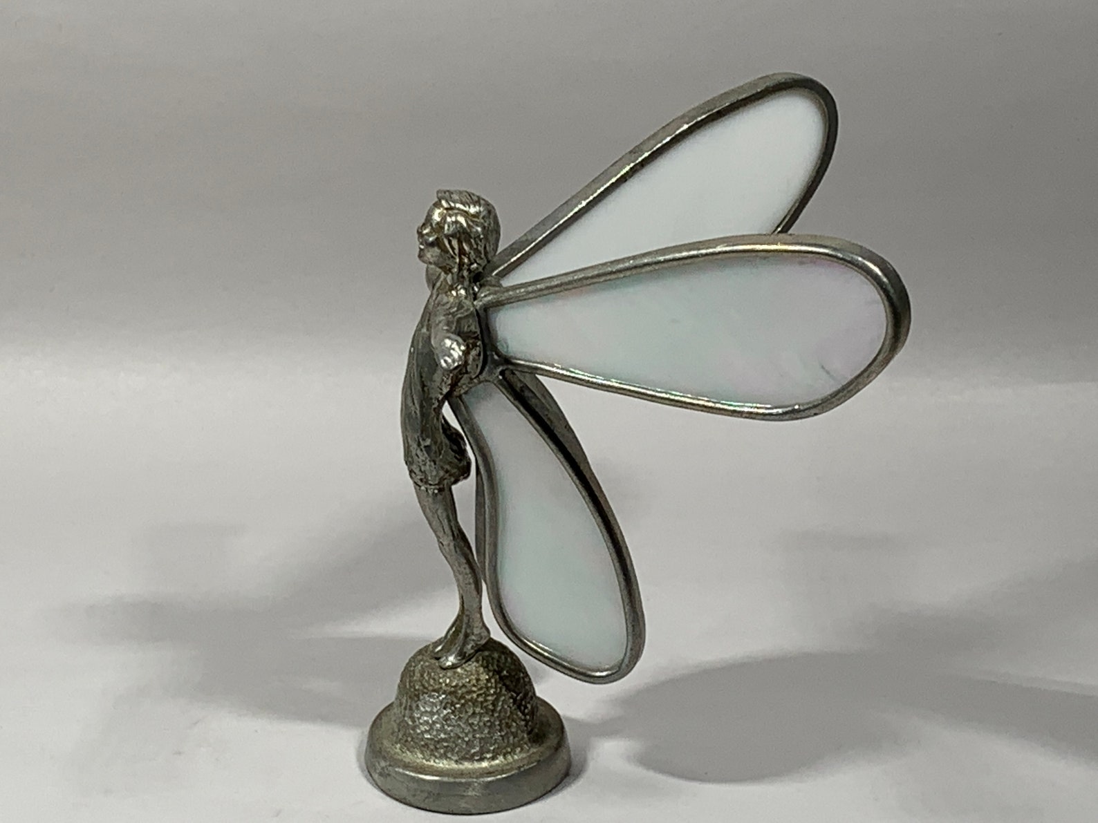 Pewter Fairy Figurine with Stained Glass Wings Marked Monster Etsy