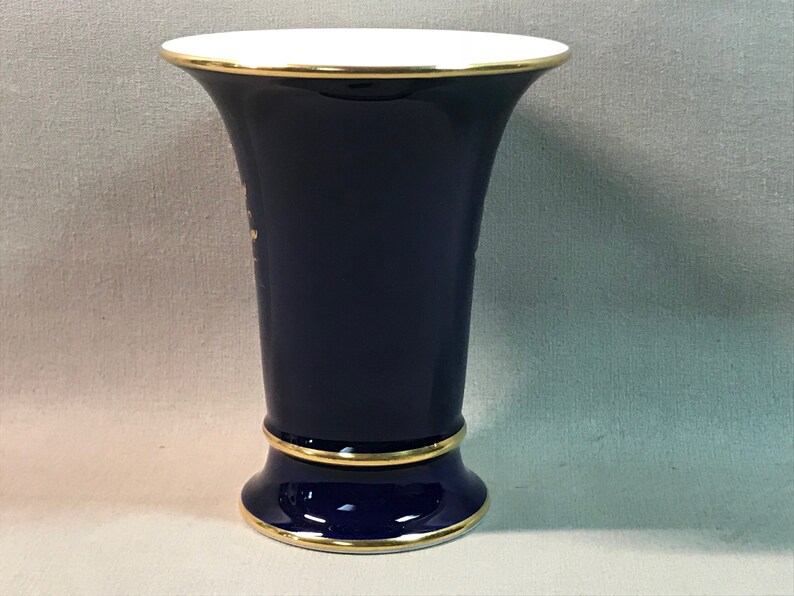 Meissen Germany Cobalt Porcelain Trumpet Vase Midcentury European Charm