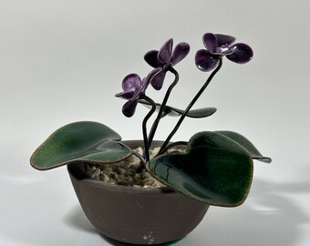 Bovano of Cheshire Enamel Violets in Pot