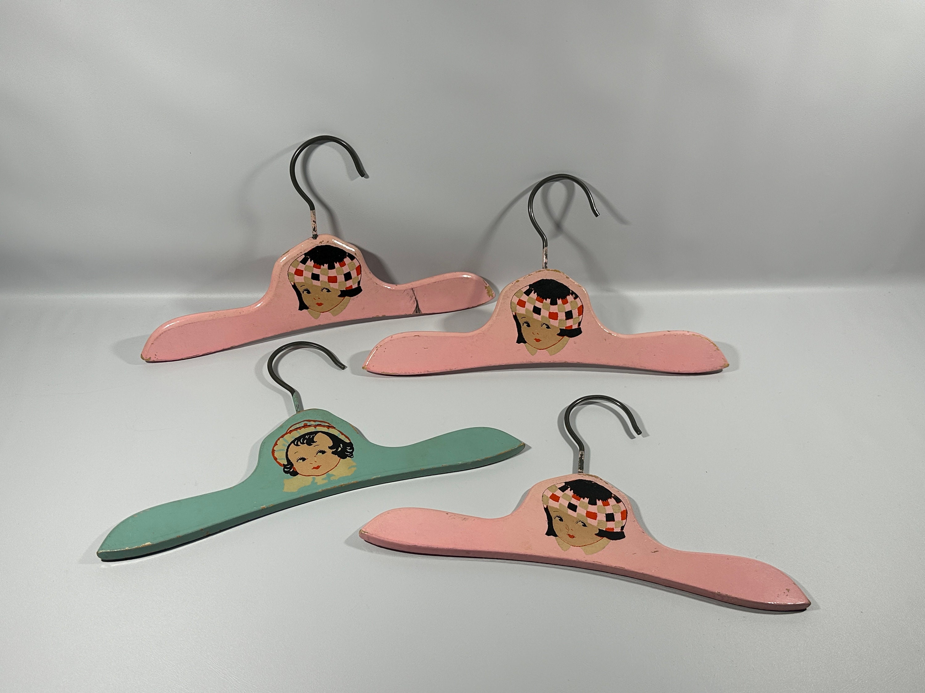 Vintage Child's Wooden Hangers Set of Four - Etsy