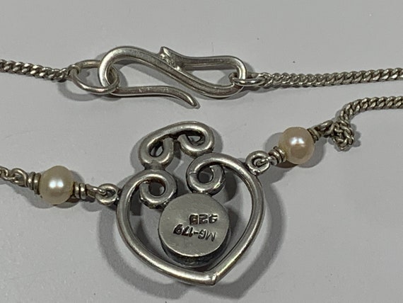 Sterling and Faux Pearl Necklace on Chain MG-179 - image 4