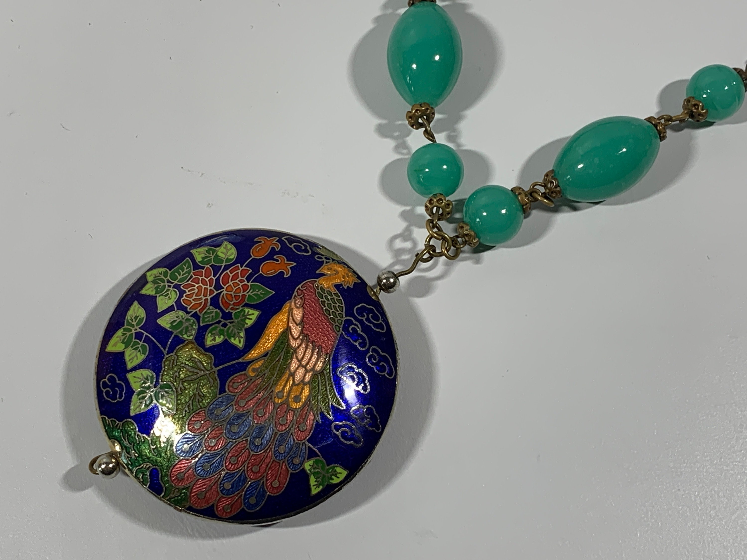 Stunning Peacock Cloisonne Pendant - Etsy Denmark