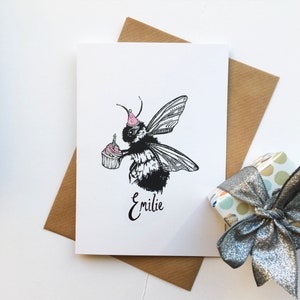Cupcake Bee - Personalised A6 Greeting Card