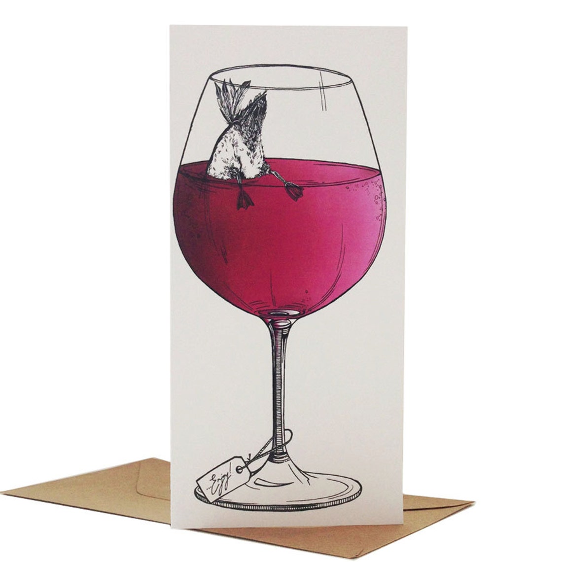 Duck in Red Wine Illustrated Greeting Card. Duck in a Glass - Etsy