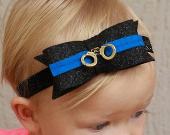 Thin Blue Line Hair Bow Police Baby Girl Headbands Back The Blue Accessories Police Daughter Hair Accessories Law Enforcement Gifts Her