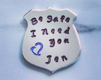 Insignia de regalo para oficial de policía, sé seguro, te necesito, medallón, línea azul fina, joyería para esposa, moneda de desafío, regalo para esposa de policía, moneda de seguridad, pin