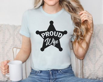 Police Wife Shirt Thin Blue Line Law Enforcement Support Deputy Wife Marshall Wife Trooper Wife Women's Clothing Police Girlfriend Shirt