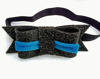 Thin Blue Line Hair Bow Police Baby Girl Headbands Back The Blue Accessories Police Daughter Hair Accessories Law Enforcement Gifts Her