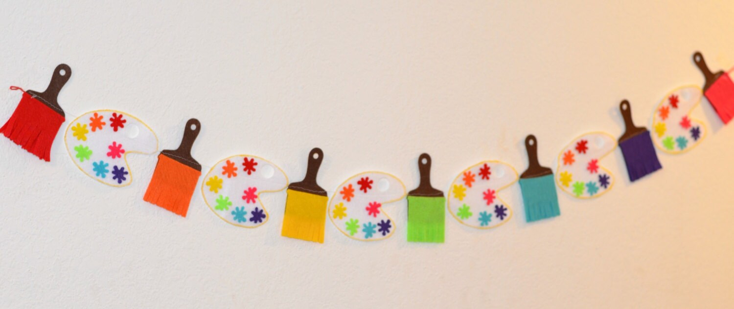 Paint party paint brush garland paintbrush garland paint Etsy