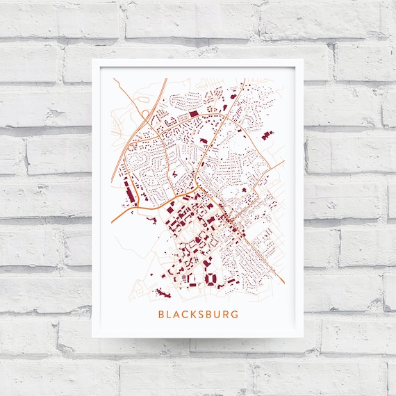 BLACKSBURG VIRGINIA Map Print / College Town Map Gifts - Etsy