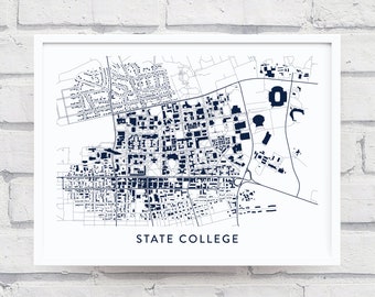 STATE COLLEGE PENNSYLVANIA Map Print / College Town Map Gifts