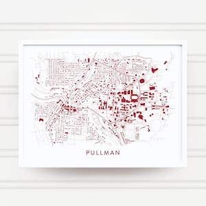 PULLMAN WASHINGTON Map Poster / College Town Map Gifts