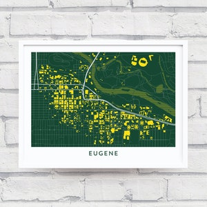 EUGENE OREGON Map Poster / College Town Map Gifts