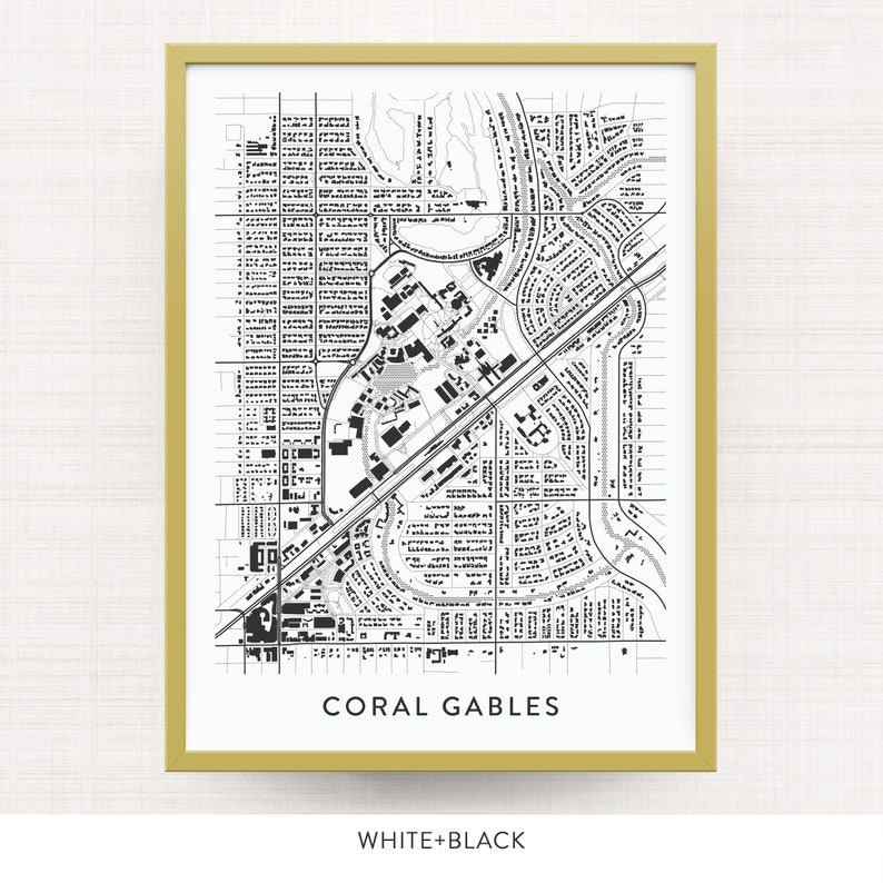 CORAL GABLES FL Map Print / University of Miami Gift / Miami | Etsy