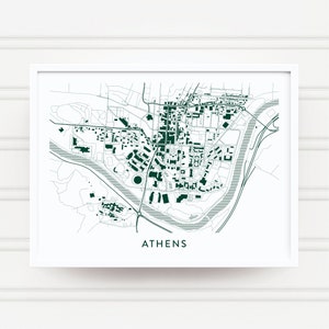 ATHENS OHIO Map Print / College Town Map Gifts