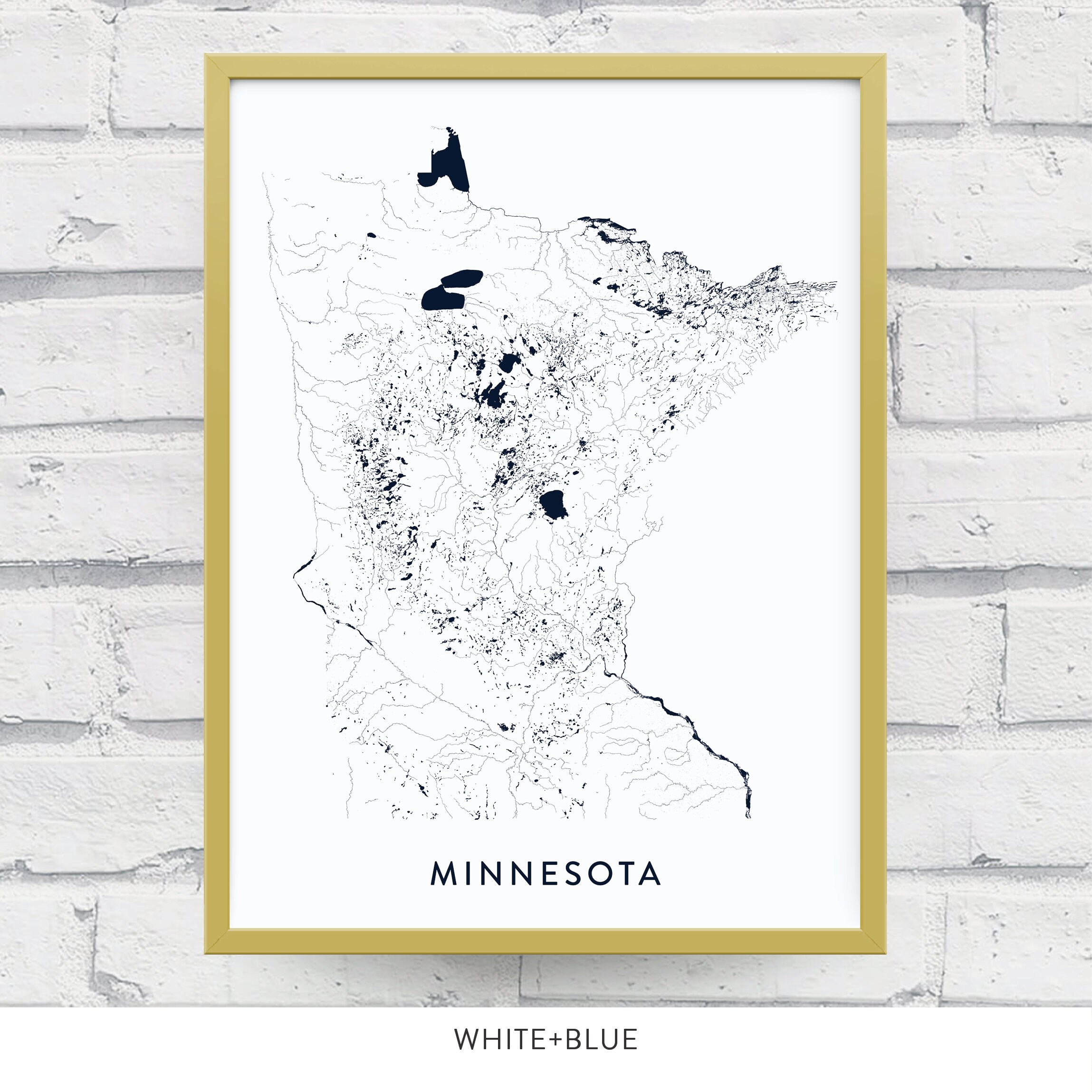 MINNESOTA LAKES and RIVERS Map Print / Art Gift | Etsy