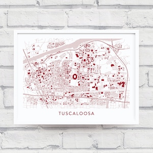 TUSCALOOSA ALABAMA Map Print / College Town Map Gifts