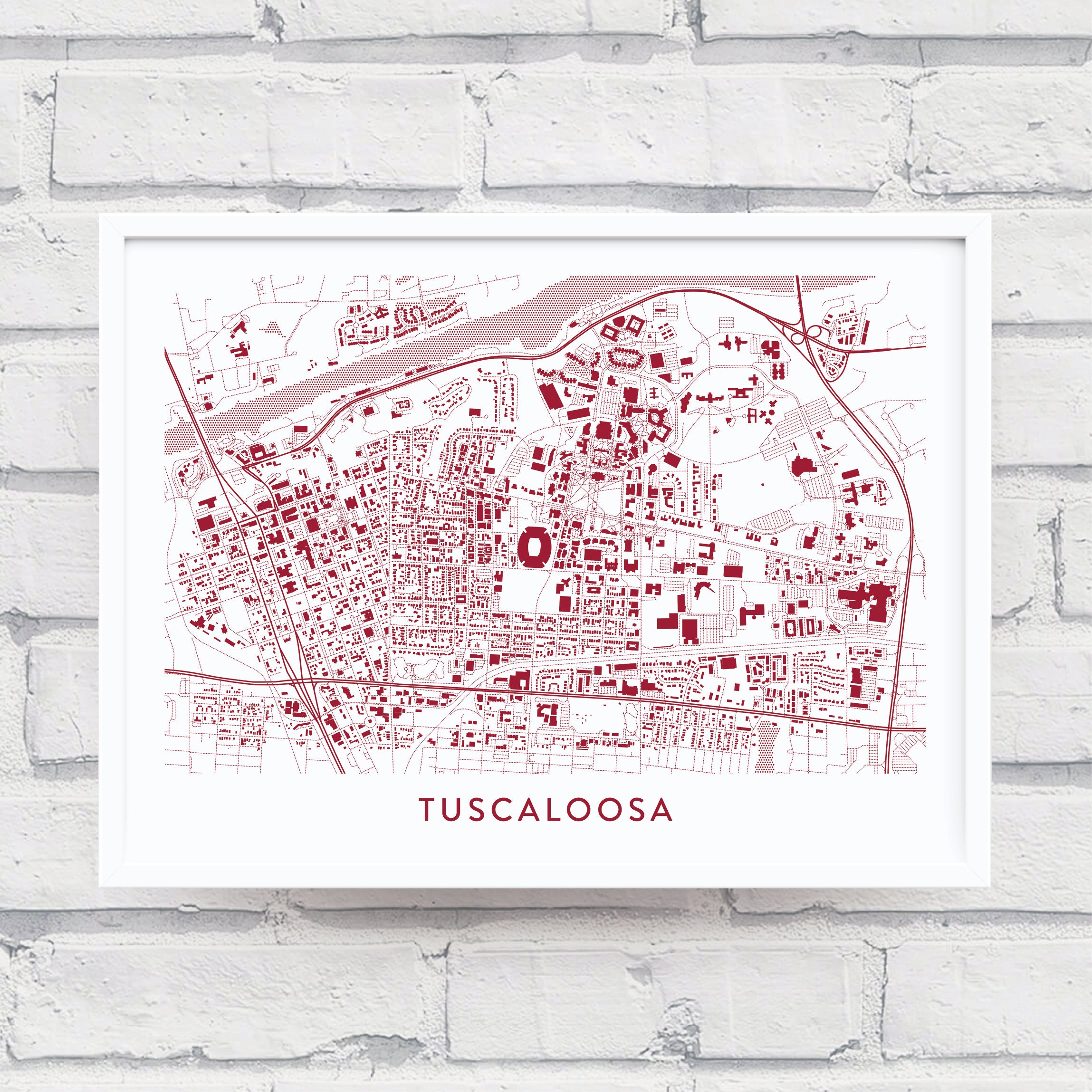 TUSCALOOSA ALABAMA Map Print / College Town Map Gifts
