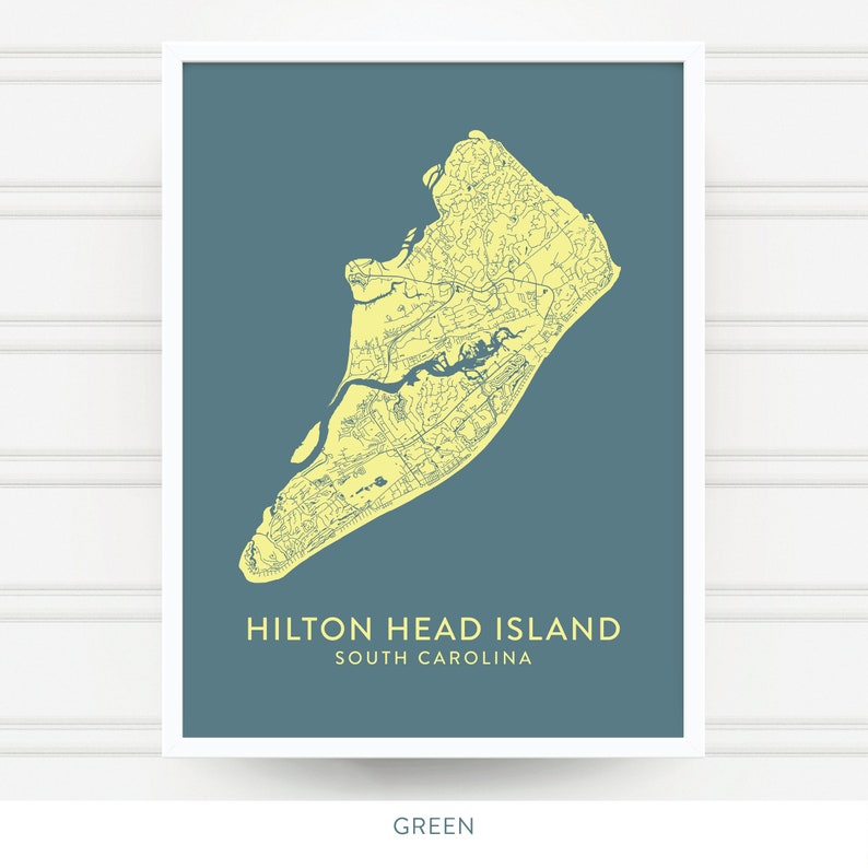 HILTON HEAD ISLAND Map Print / Hilton Head Sc Artwork / Black | Etsy