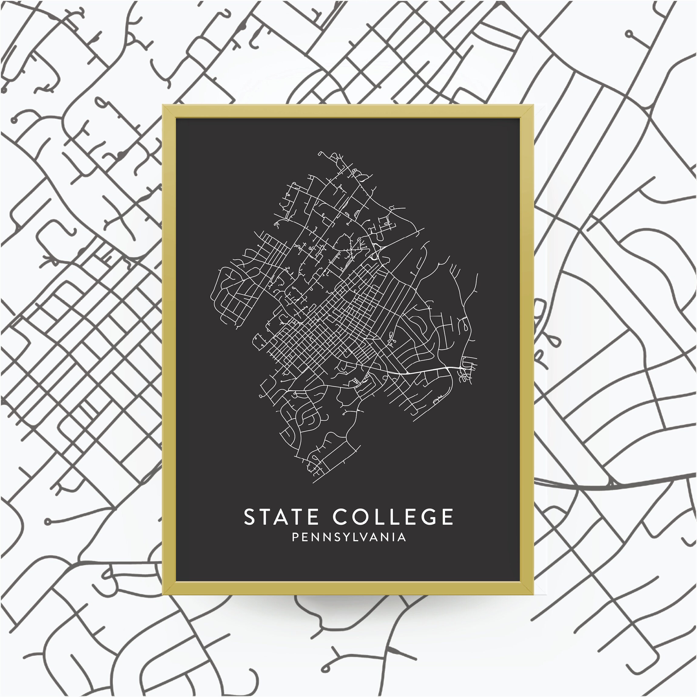 STATE COLLEGE PA Map Print / Penn State Gift / State College | Etsy