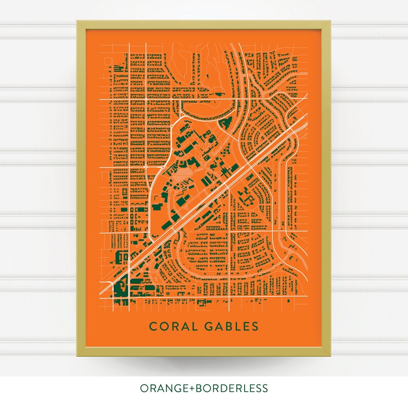 CORAL GABLES FL Map Print / University of Miami Gift / Miami | Etsy