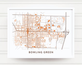 BOWLING GREEN OHIO Map Print / College Town Map Gifts