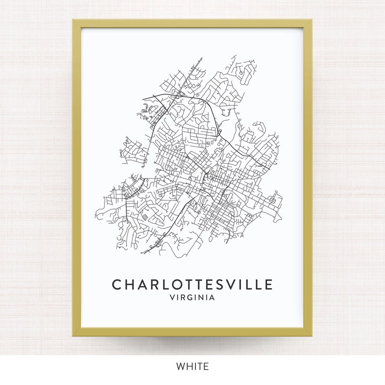 CHARLOTTESVILLE VIRGINIA Map Print / Charlottesville Artwork / | Etsy