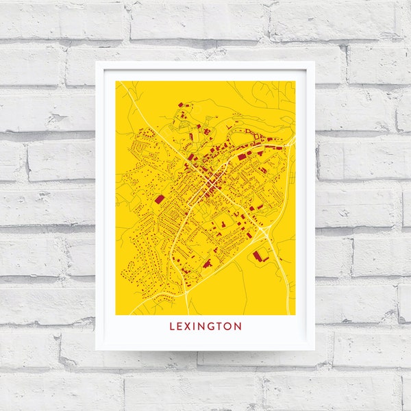 LEXINGTON VIRGINIA Map Print / College Town Map Gift