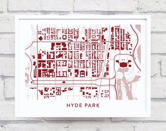 HYDE PARK CHICAGO Map Poster / College Town Map Gifts