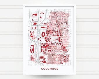 COLUMBUS OHIO Map Print / College Town Map Gifts