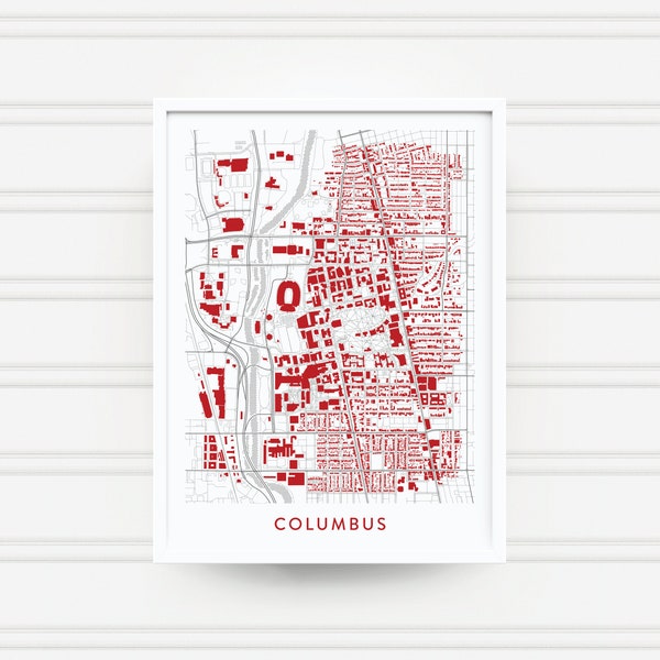 COLUMBUS OHIO Map Print / College Town Map Gifts