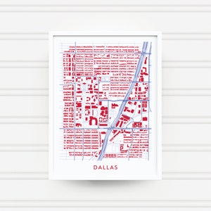 DALLAS TEXAS Map Print / College Town Map Gifts