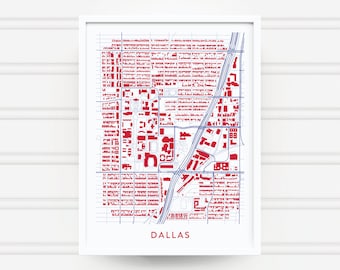 DALLAS TEXAS Map Print / College Town Map Gifts