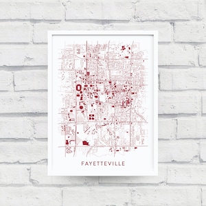 FAYETTEVILLE ARKANSAS Map Print / College Town Map Gifts