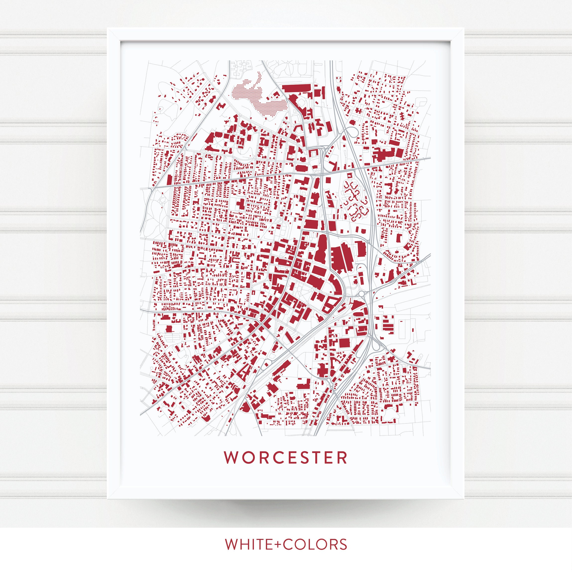 WORCESTER MASSACHUSETTS Map Poster / College Town Map Gifts | Etsy
