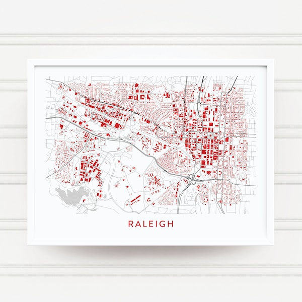 RALEIGH NORTH CAROLINA Map Print / College Town Map Gifts