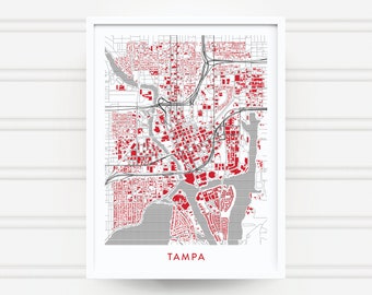 TAMPA FLORIDA Map Poster / College Town Map Gifts