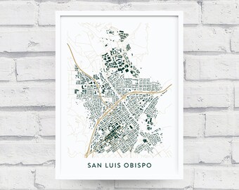 SAN LUIS OBISPO Map Poster / College Town Map Gifts